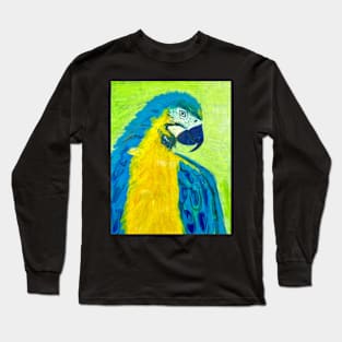 Acrylic painting of a colorful parrot Long Sleeve T-Shirt